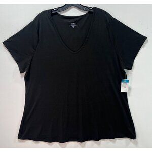 Rue + - Women's Short Sleeve Stretch T-shirt - Black - 4X